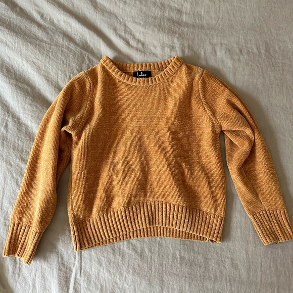 Lulu’s Beautifully Brilliant Mustard Yellow Chenille Knit Sweater - Picture 3 of 4